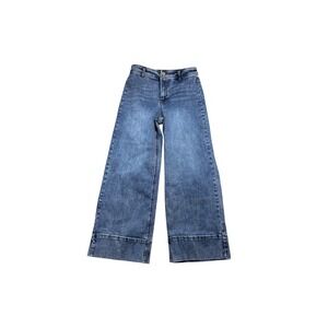 OAT New York Womens High Rise Wide Leg Cuffed Jeans Medium Wash Blue Size 6/28